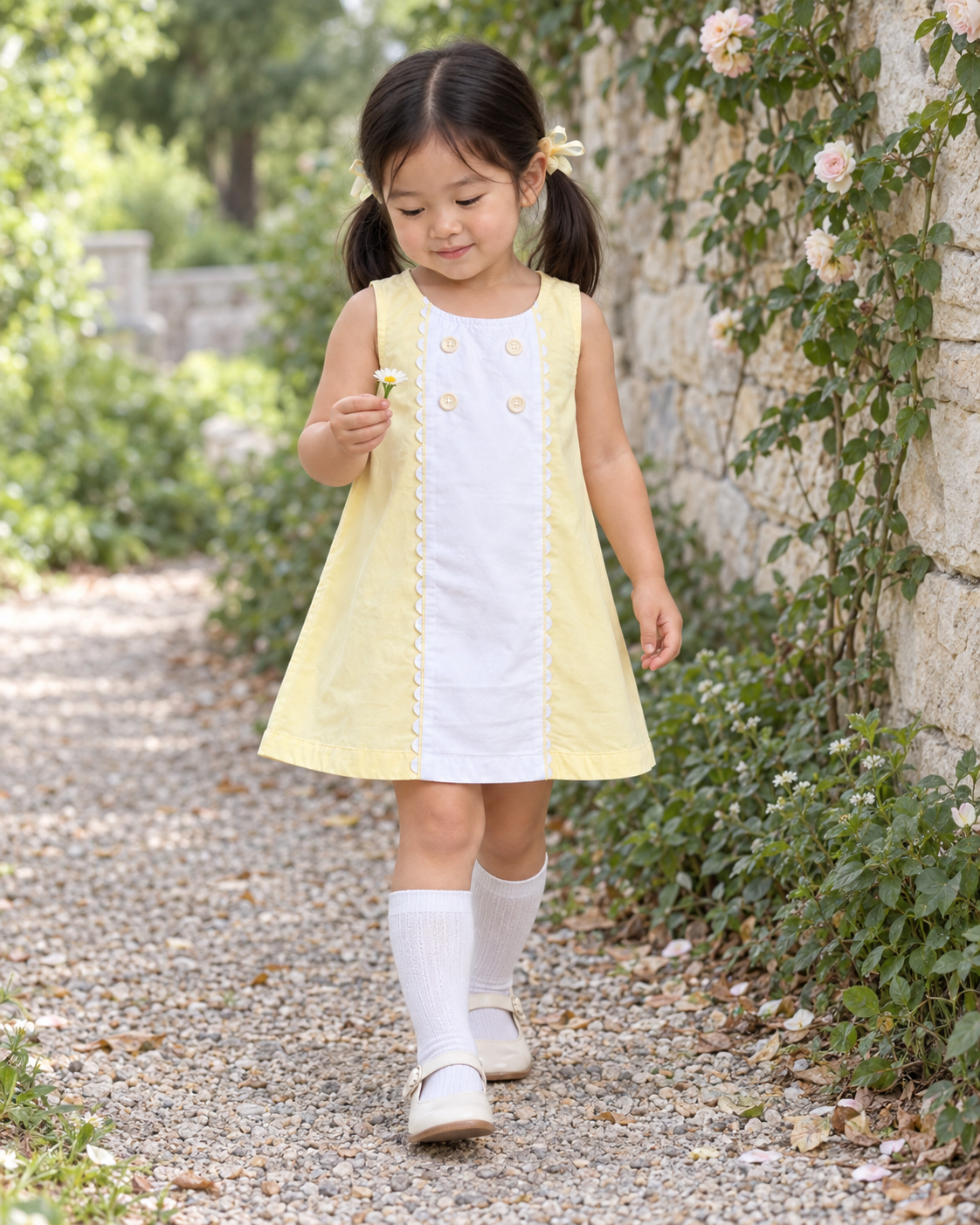 Sicily Organic Cotton Dress for Girls | Panelled Summer Dress