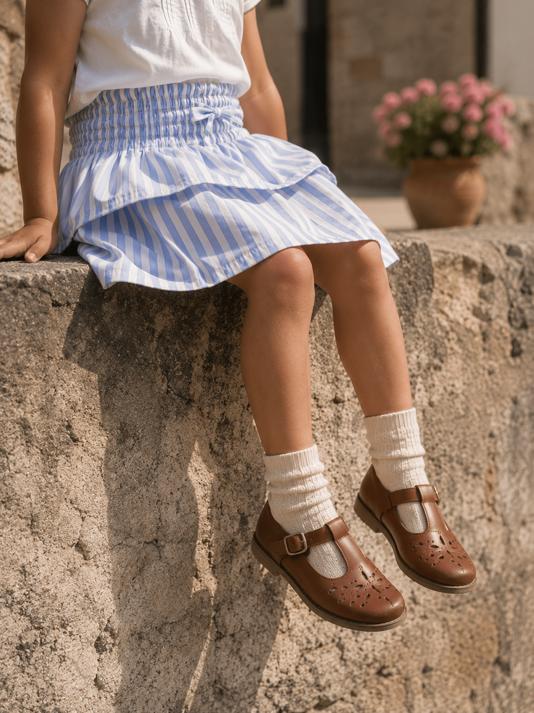 Jupe-short Amalfi en coton biologique pour filles | Jupe rayée pour tout-petits