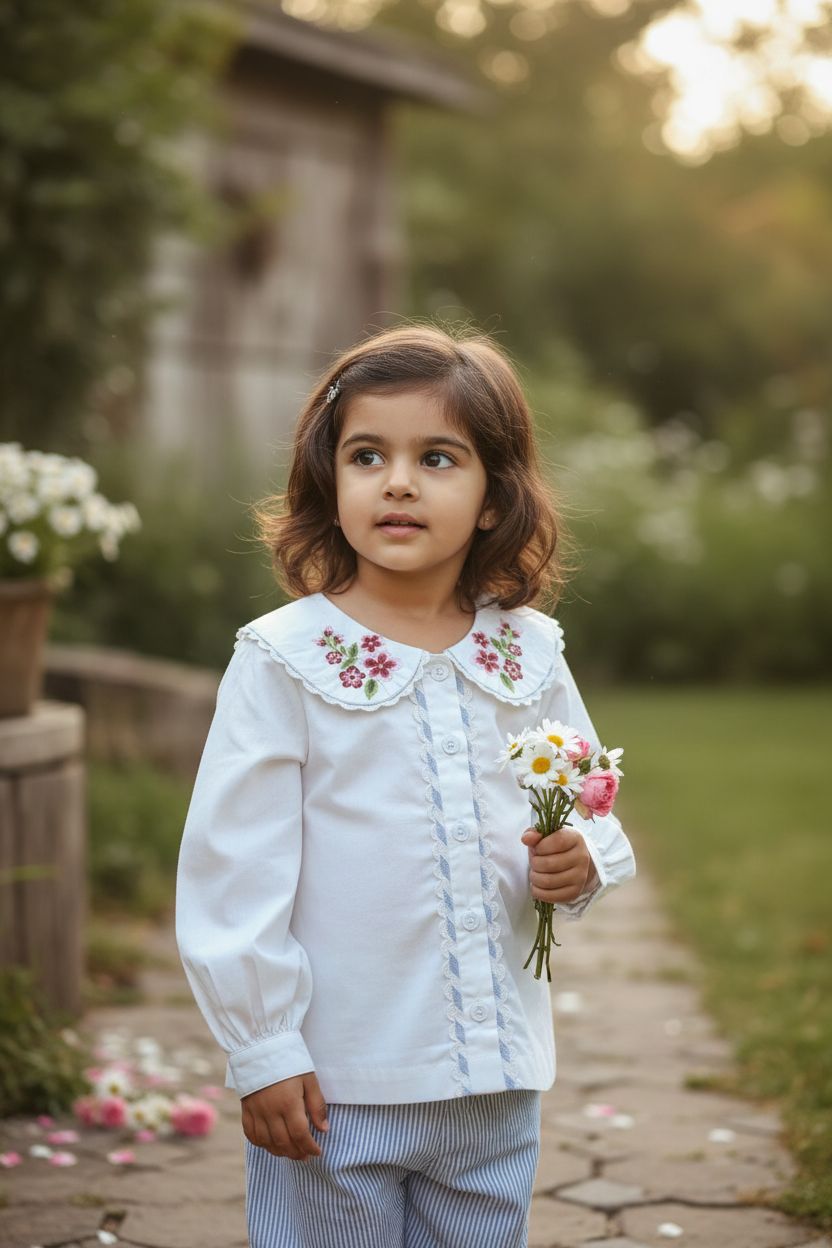 1. Capri Blouse | Floral Embroidered Organic Cotton Shirt