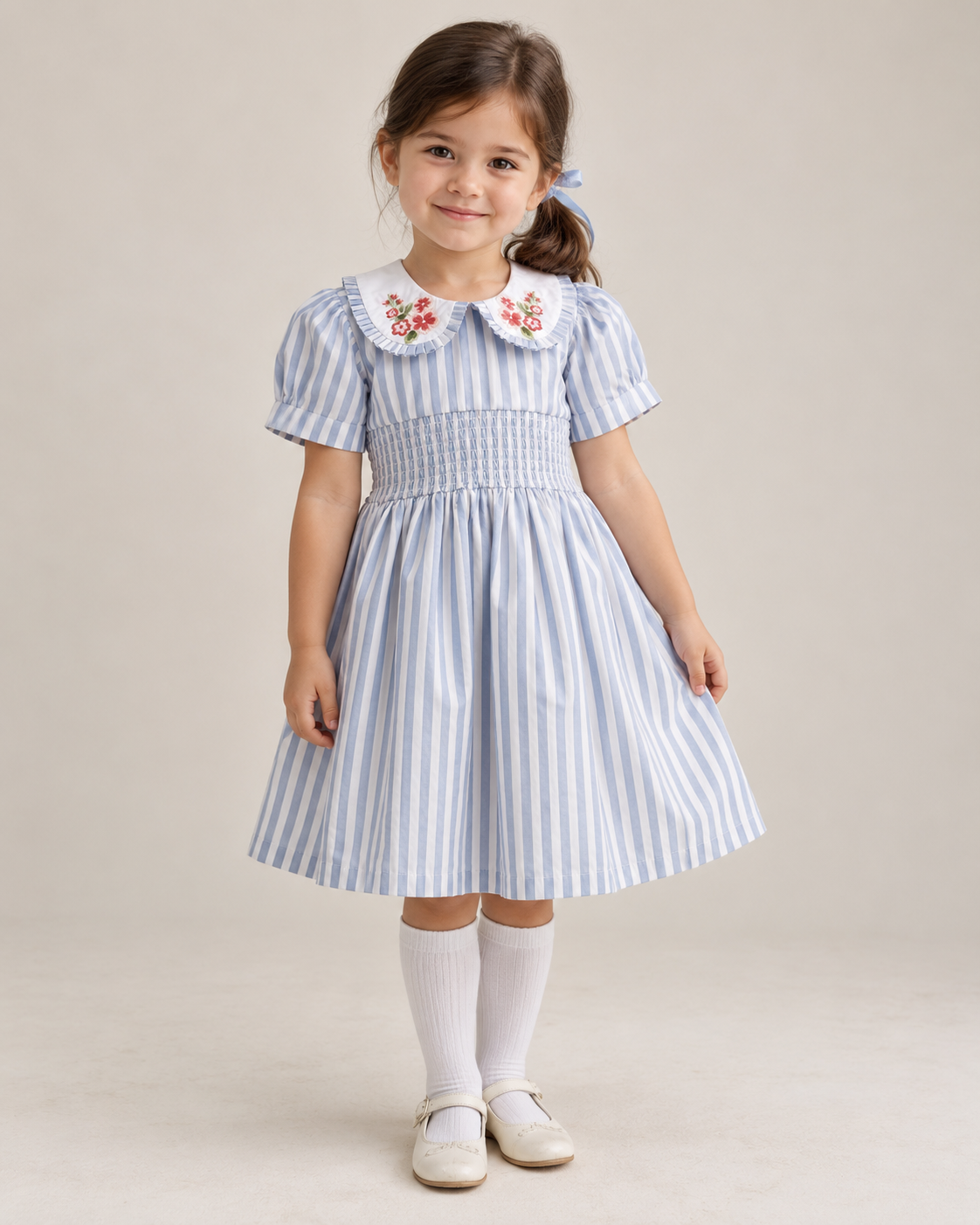 Portofino Striped Organic Cotton Dress for Girls | Smocked Summer Dress