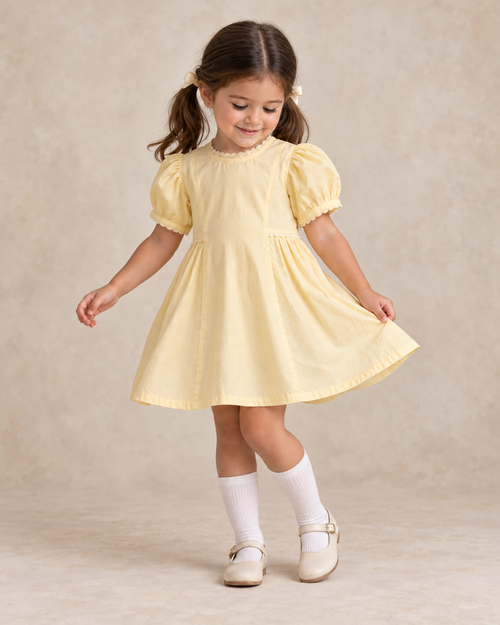 Robe en coton biologique Sorrento pour filles | Robe d'été à manches bouffantes