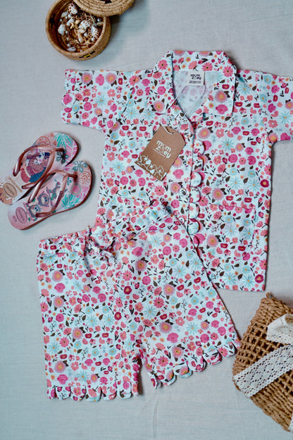 Florence Lounge Set | Organic Cotton–Linen Floral Co-ord