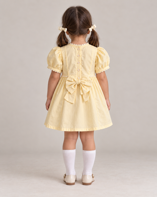 Vestido de algodón orgánico Sorrento para niñas | Vestido de verano con mangas abullonadas