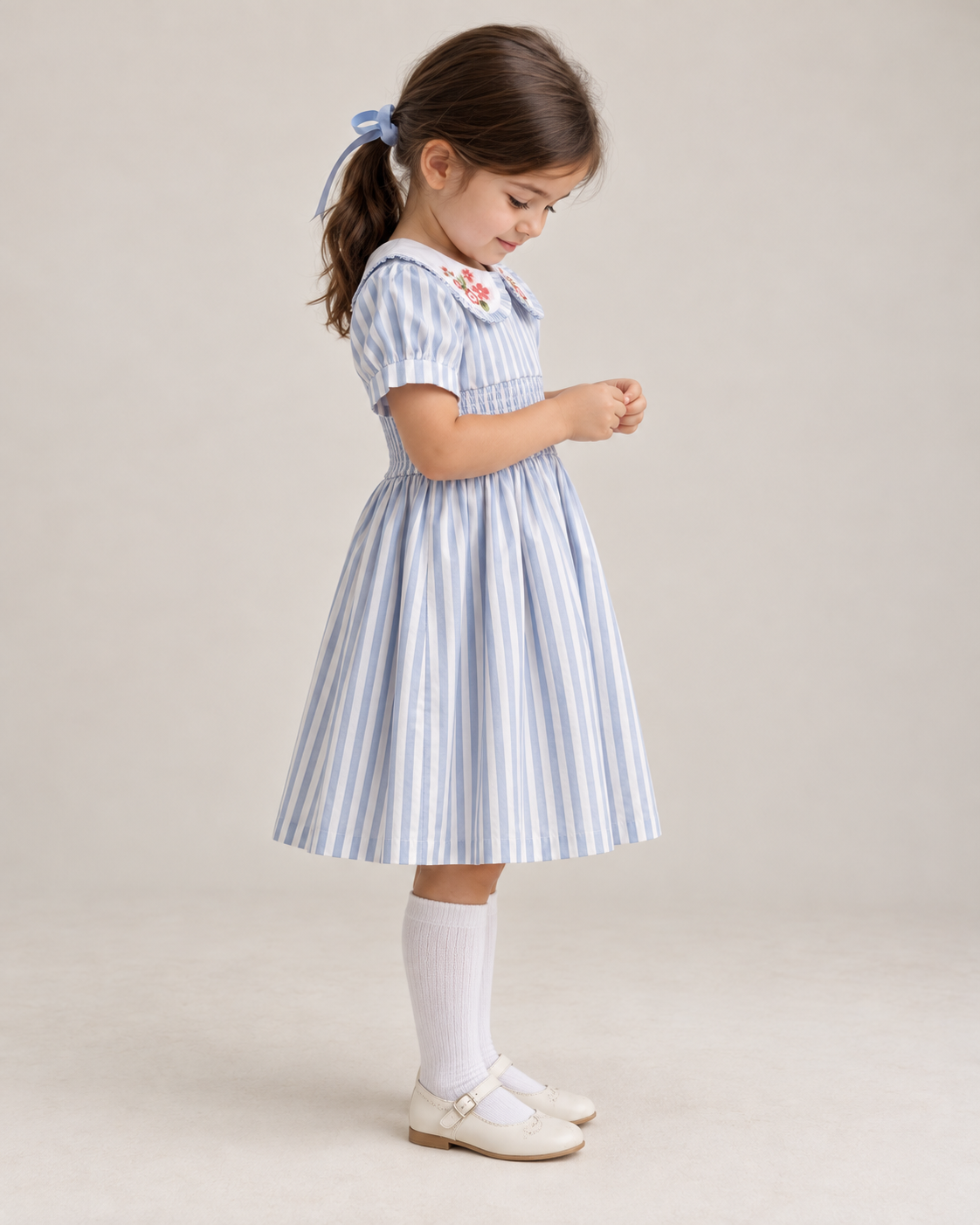 Portofino Striped Organic Cotton Dress for Girls | Smocked Summer Dress