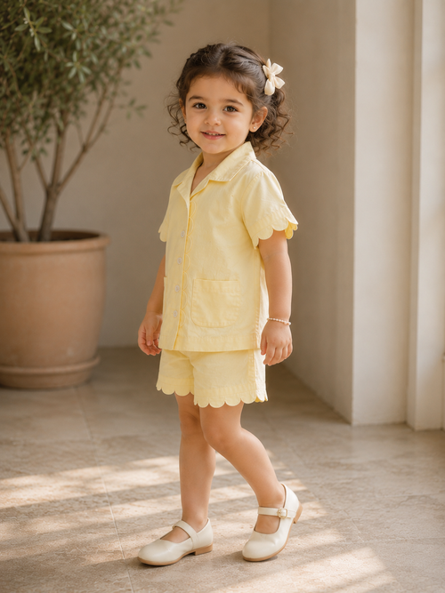 Conjunto coordinado Ravello de algodón orgánico para niñas | Conjunto de estar para niños pequeños