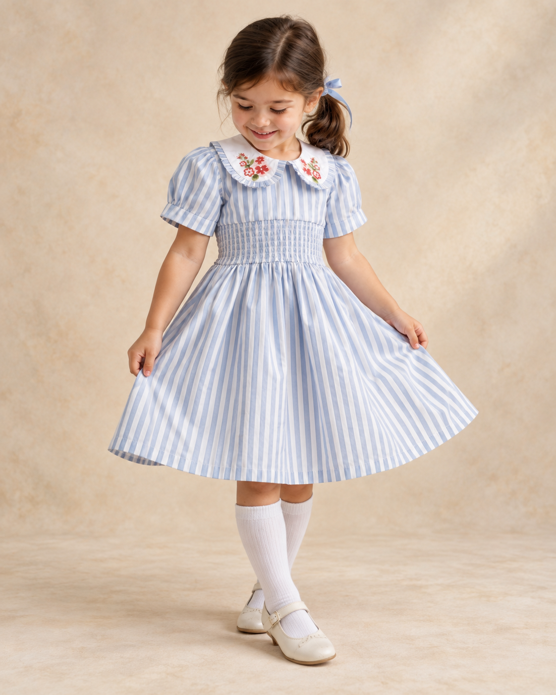 Portofino Striped Organic Cotton Dress for Girls | Smocked Summer Dress