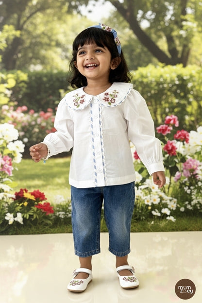 1. Capri Blouse | Floral Embroidered Organic Cotton Shirt