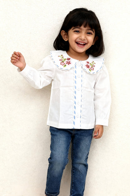 1. Capri Blouse | Floral Embroidered Organic Cotton Shirt