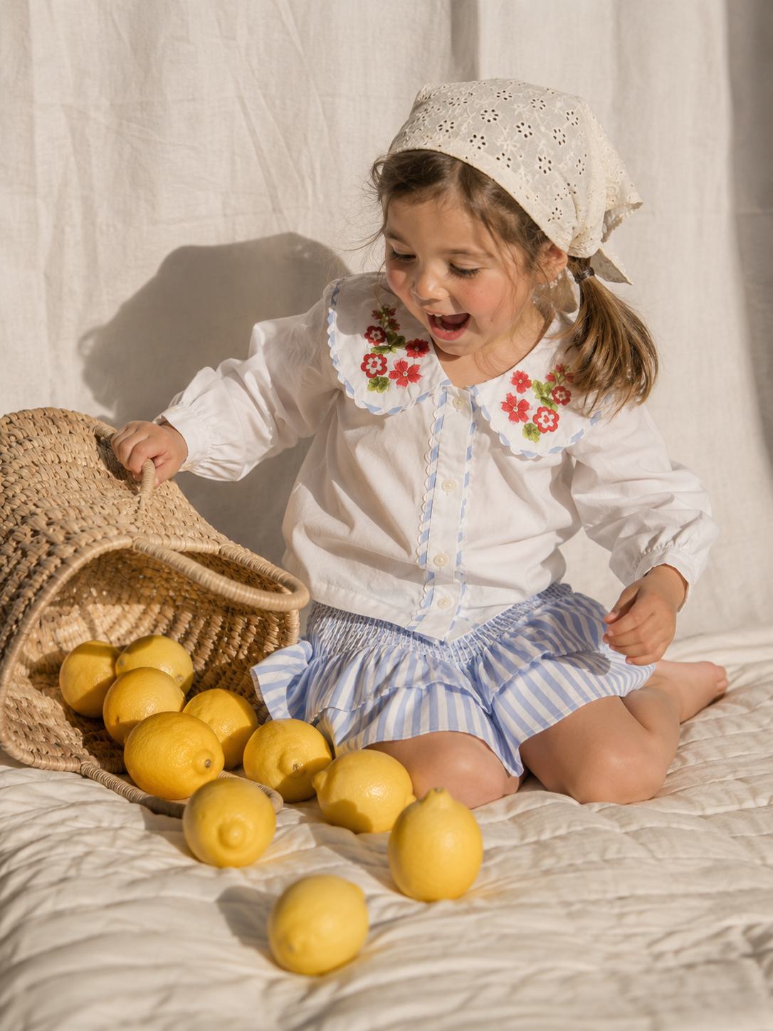 Capri Floral Organic Cotton Blouse for Girls | Puff-Sleeve Toddler Top