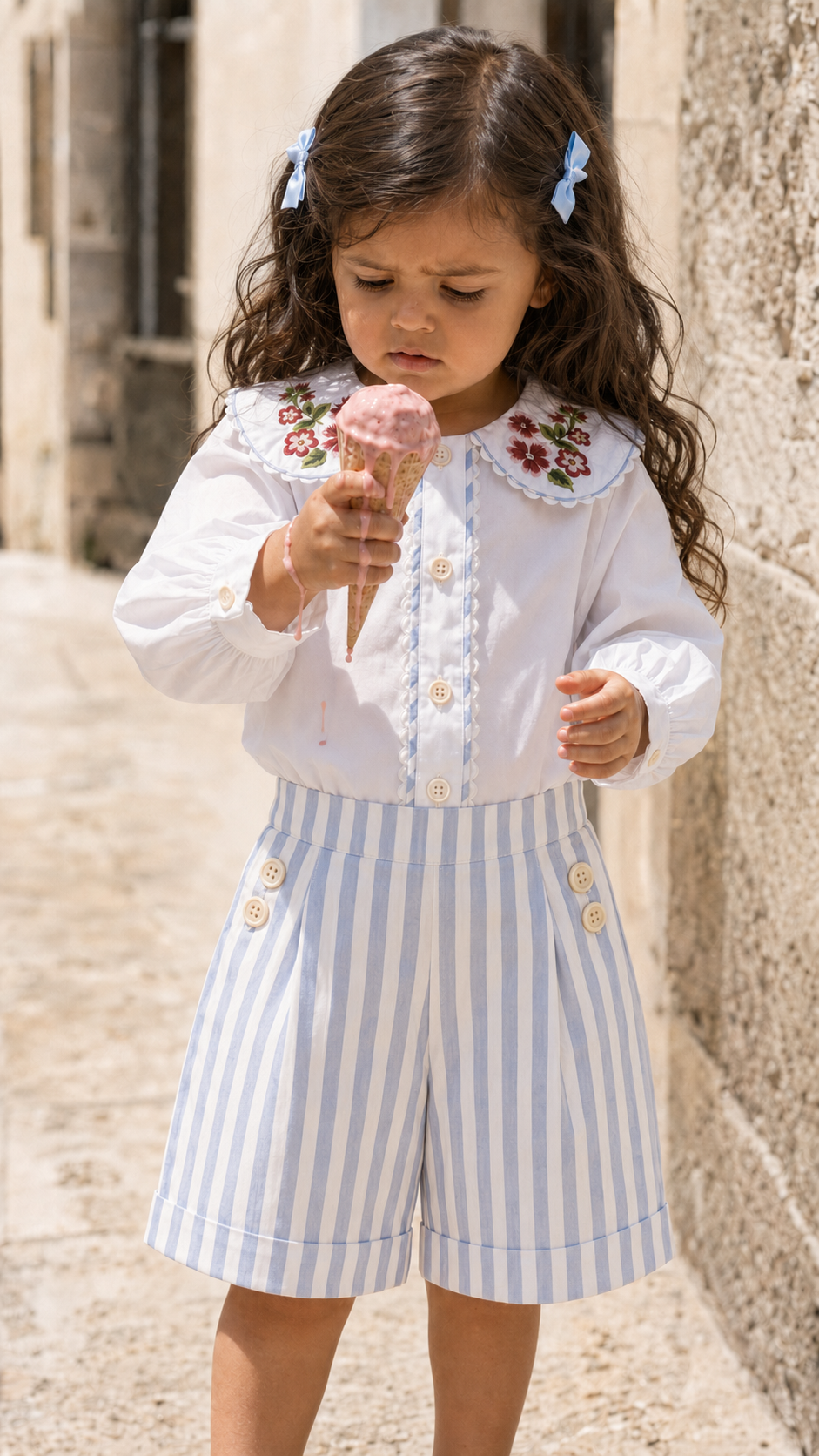 Capri Floral Organic Cotton Blouse for Girls | Puff-Sleeve Toddler Top