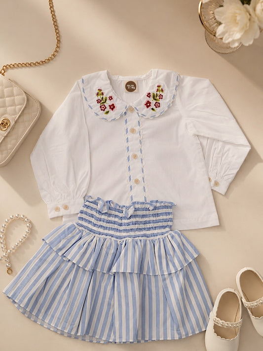 Capri Blouse | Floral Embroidered Organic Cotton Shirt