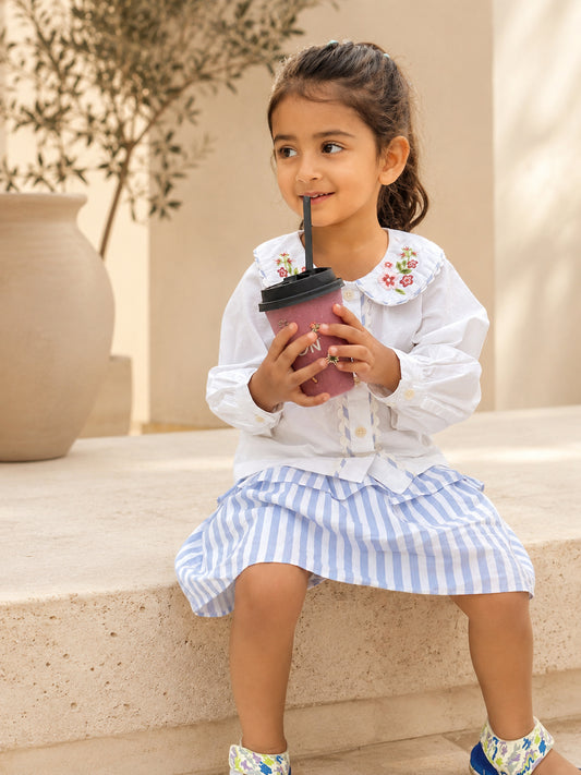 Capri Blouse | Floral Embroidered Organic Cotton Shirt