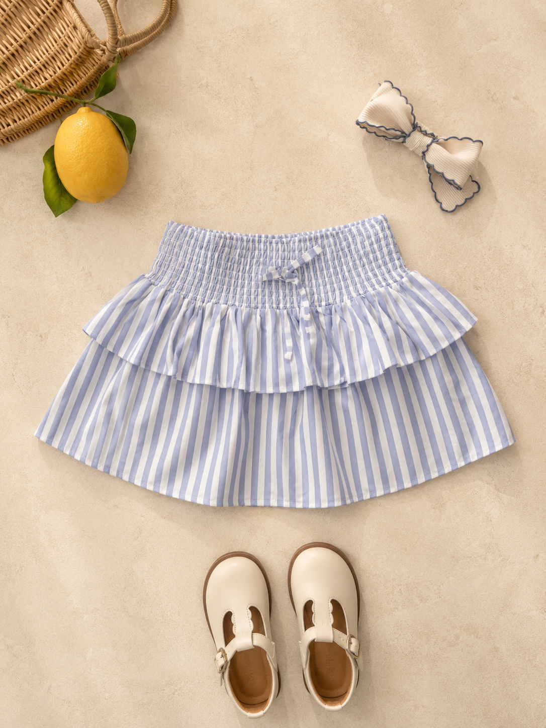 Amalfi Organic Cotton Skort for Girls | Striped Toddler Skirt