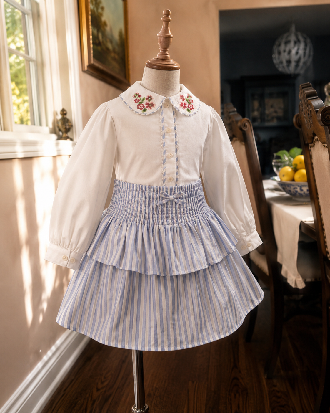 Amalfi Organic Cotton Skort for Girls | Striped Toddler Skirt