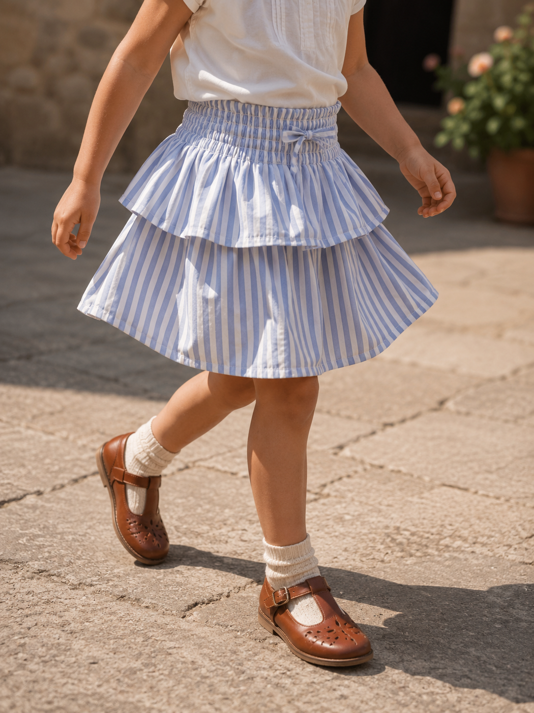 Amalfi Organic Cotton Skort for Girls | Striped Toddler Skirt