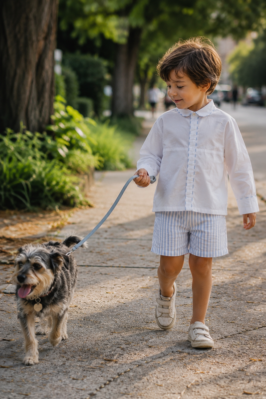 Cannes White Organic Cotton Shirt for Kids | Lace-Trim Toddler Shirt