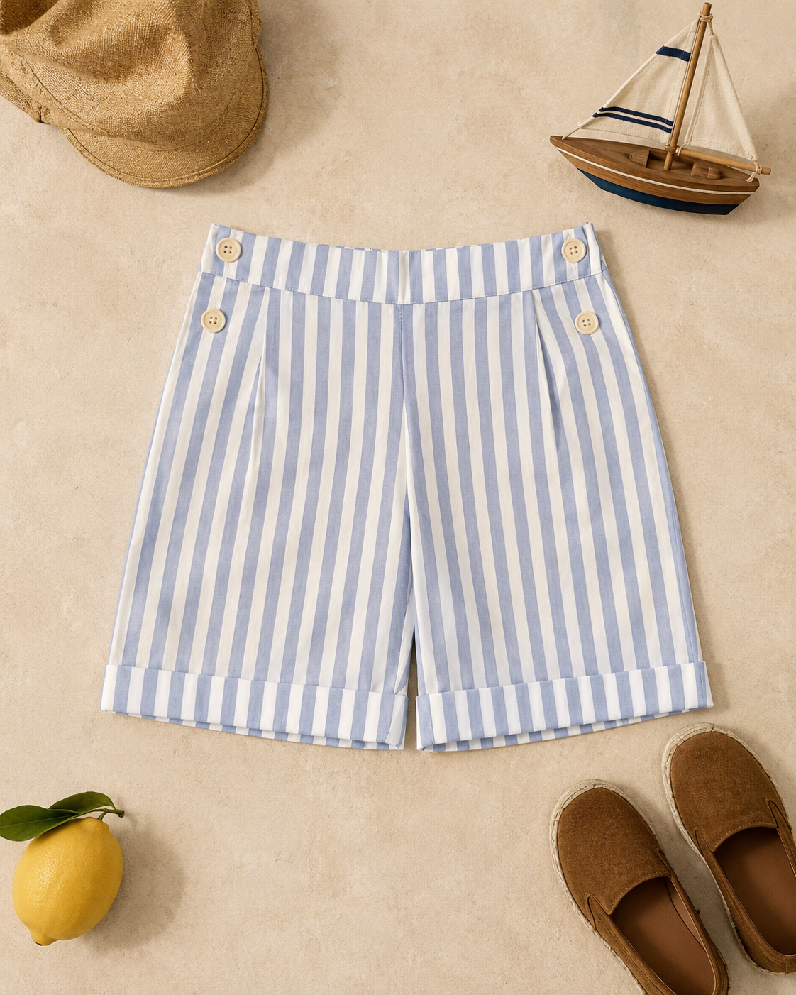 Nice Organic Cotton Shorts for Kids | Unisex Striped Toddler Shorts