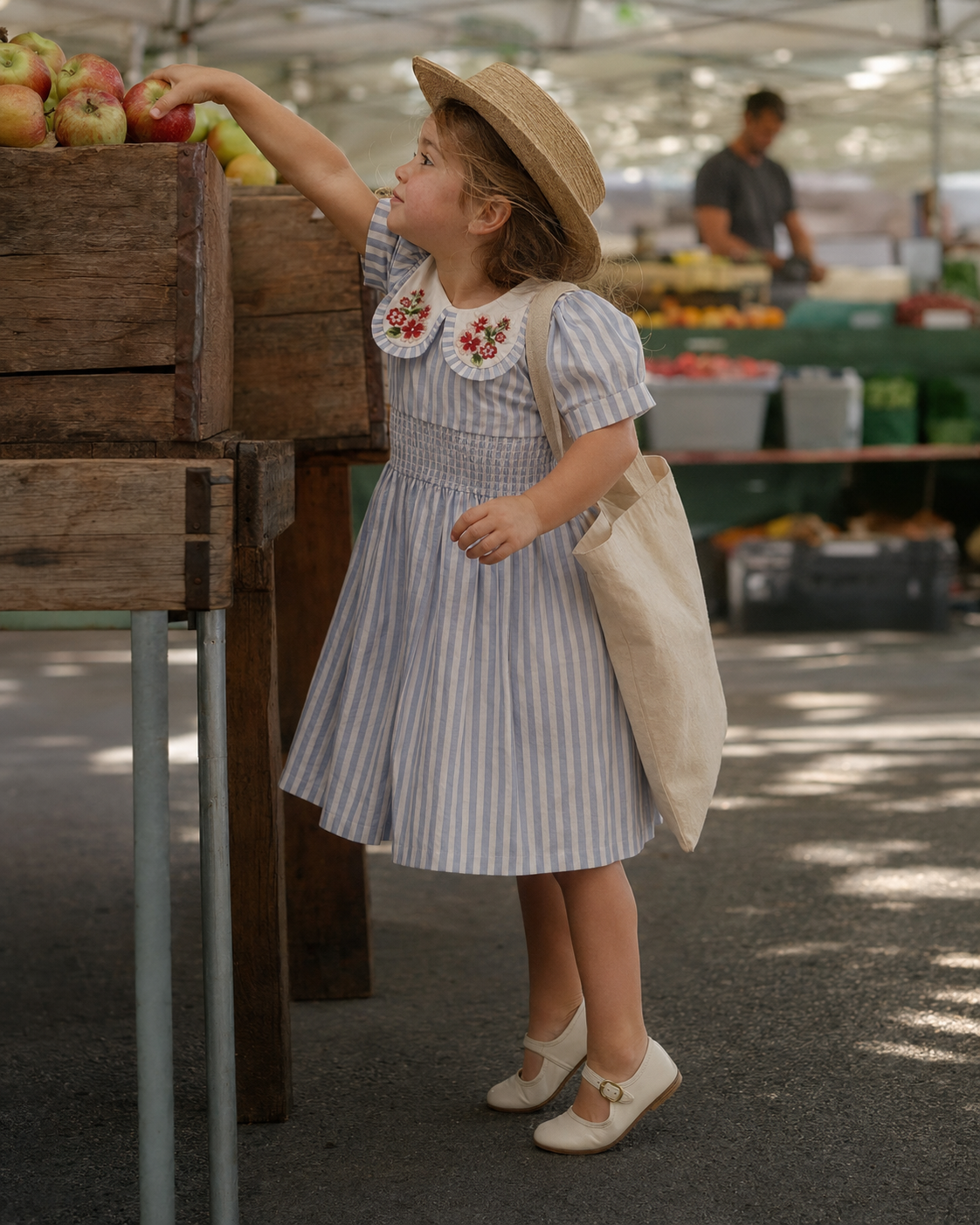 Portofino Striped Organic Cotton Dress for Girls | Smocked Summer Dress
