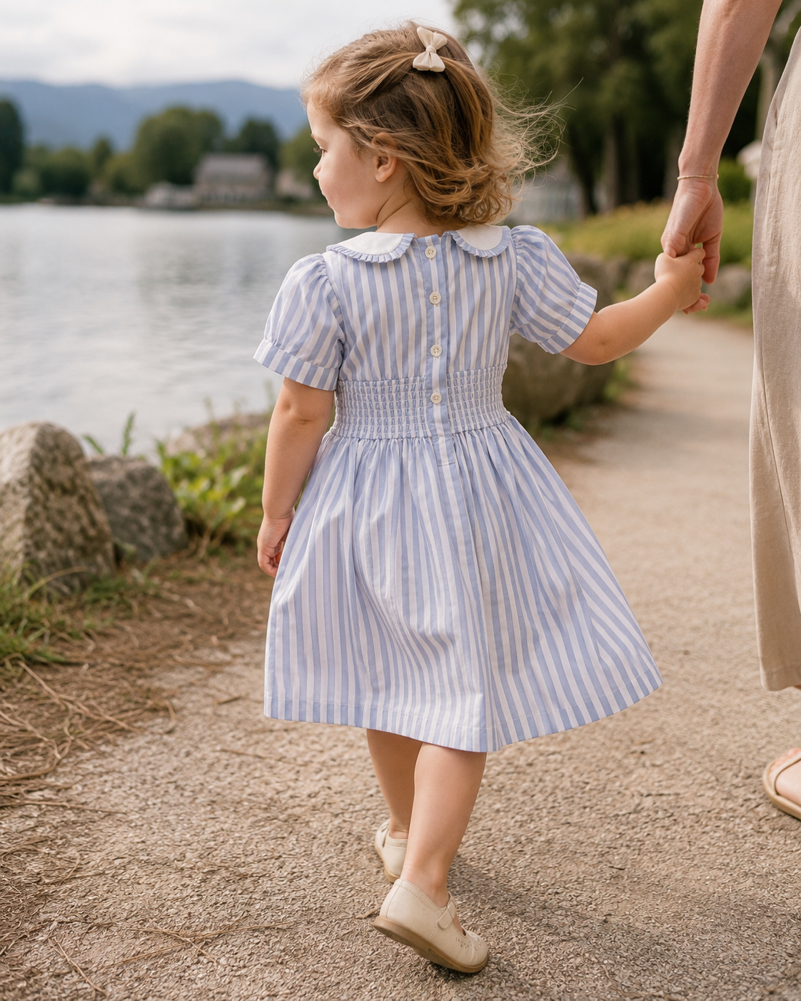 Portofino Striped Organic Cotton Dress for Girls | Smocked Summer Dress