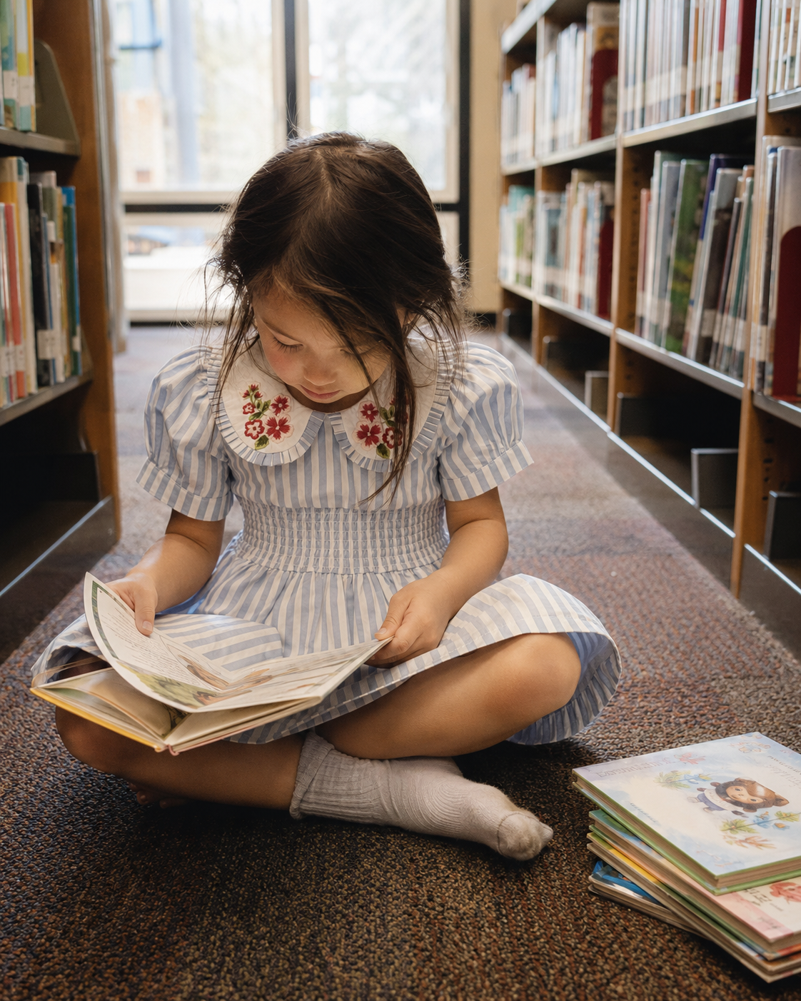 Portofino Striped Organic Cotton Dress for Girls | Smocked Summer Dress
