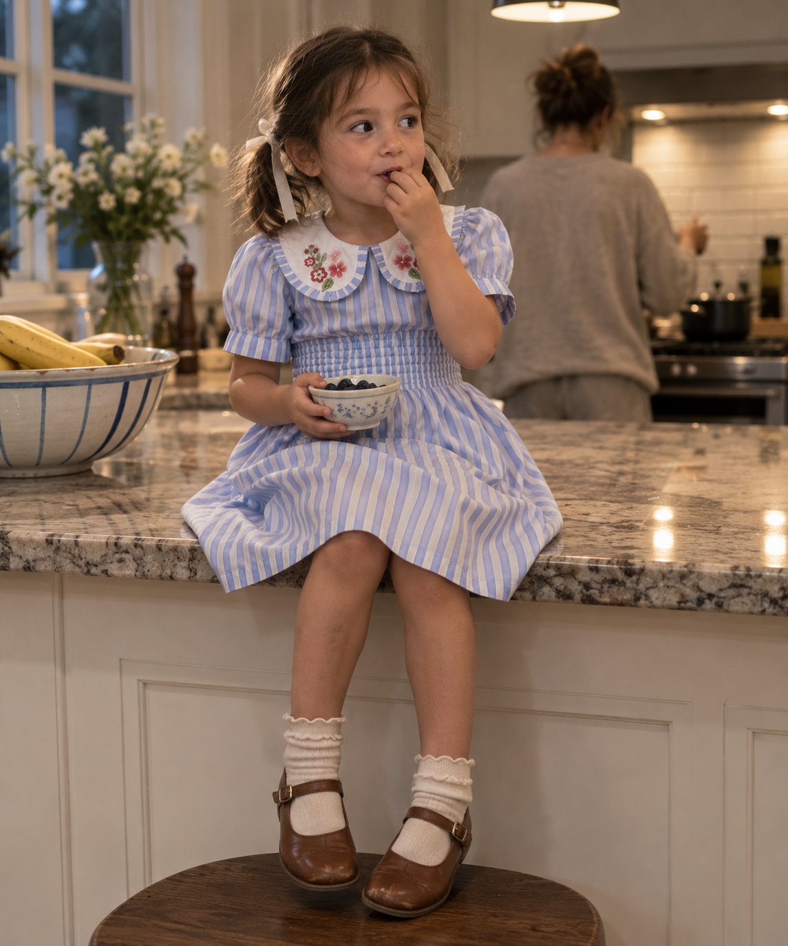 Portofino Striped Organic Cotton Dress for Girls | Smocked Summer Dress