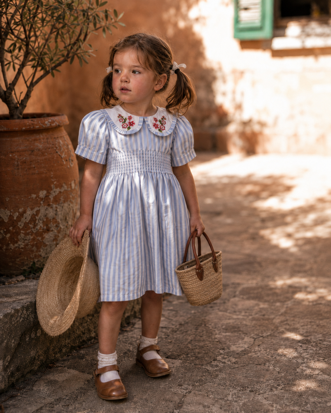 Portofino Striped Organic Cotton Dress for Girls
