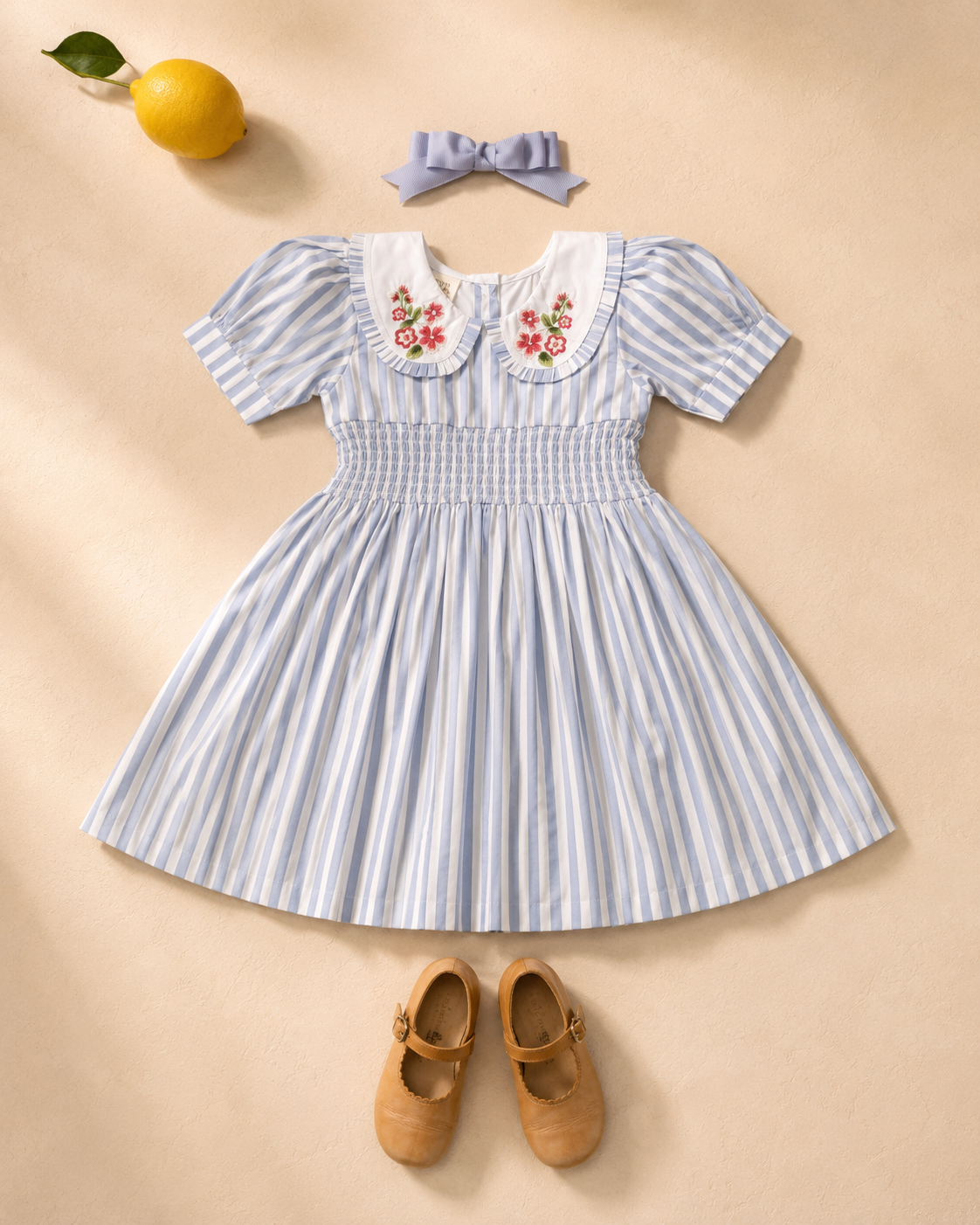Portofino Striped Organic Cotton Dress for Girls | Smocked Summer Dress