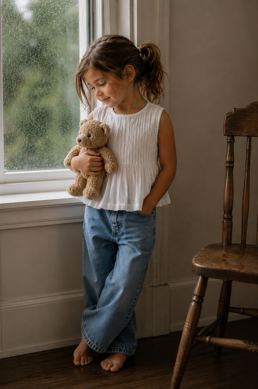 Vienna Pleated Organic Cotton Blouse for Girls | Sleeveless Toddler Top