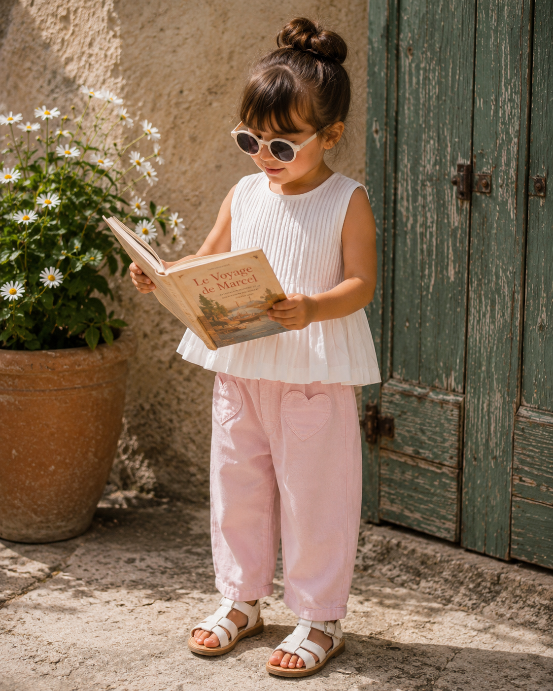 Vienna Pleated Organic Cotton Blouse for Girls | Sleeveless Toddler Top