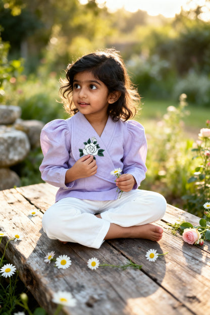 9. Osaka Blazer Blouse | Rose-Embroidered Organic Cotton–Linen