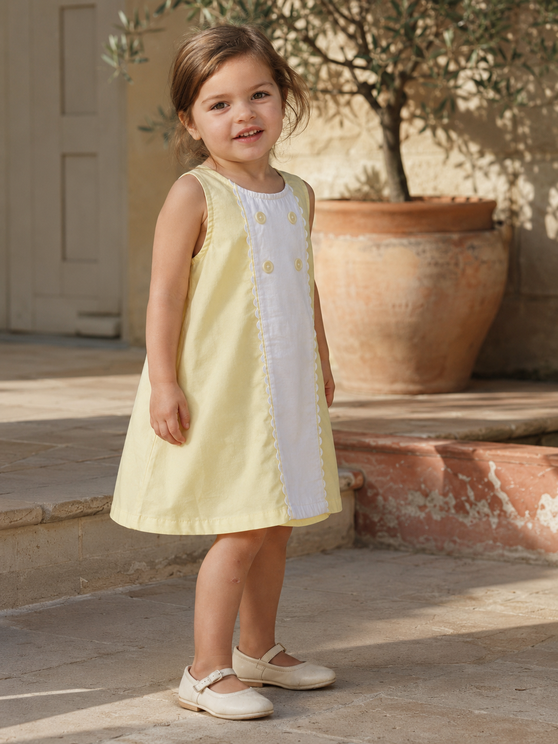 Sicily Organic Cotton Dress for Girls | Panelled Summer Dress