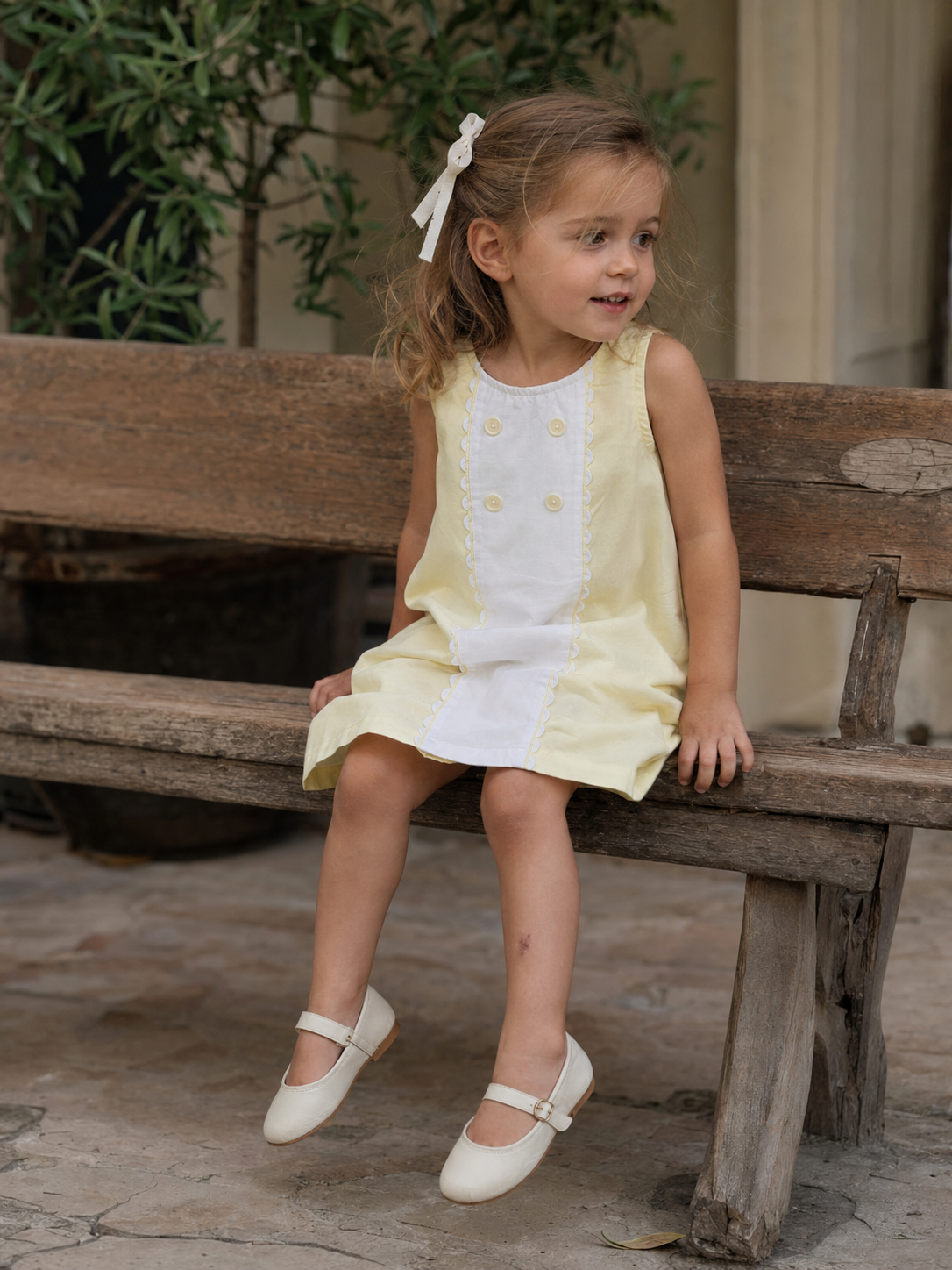 Sicily Organic Cotton Dress for Girls | Panelled Summer Dress