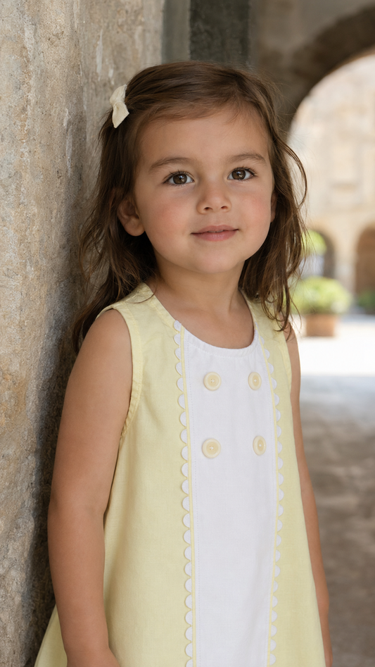 Sicily Organic Cotton Dress for Girls | Panelled Summer Dress