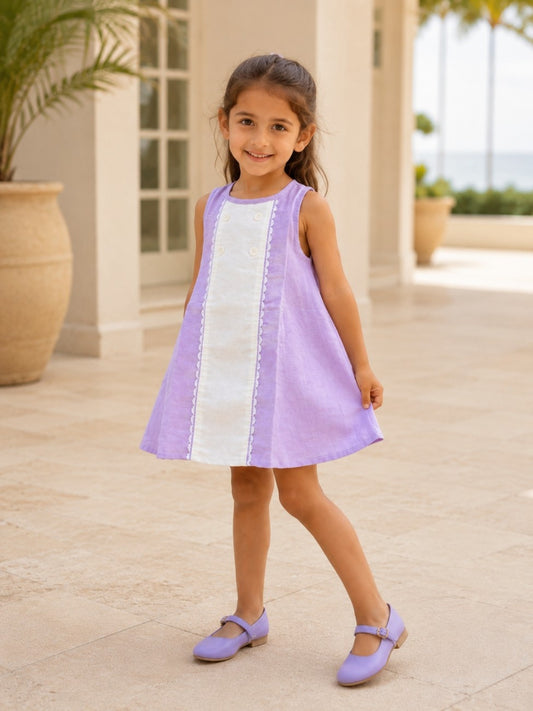 Provence Dress | Organic Cotton–Linen Panel Dress