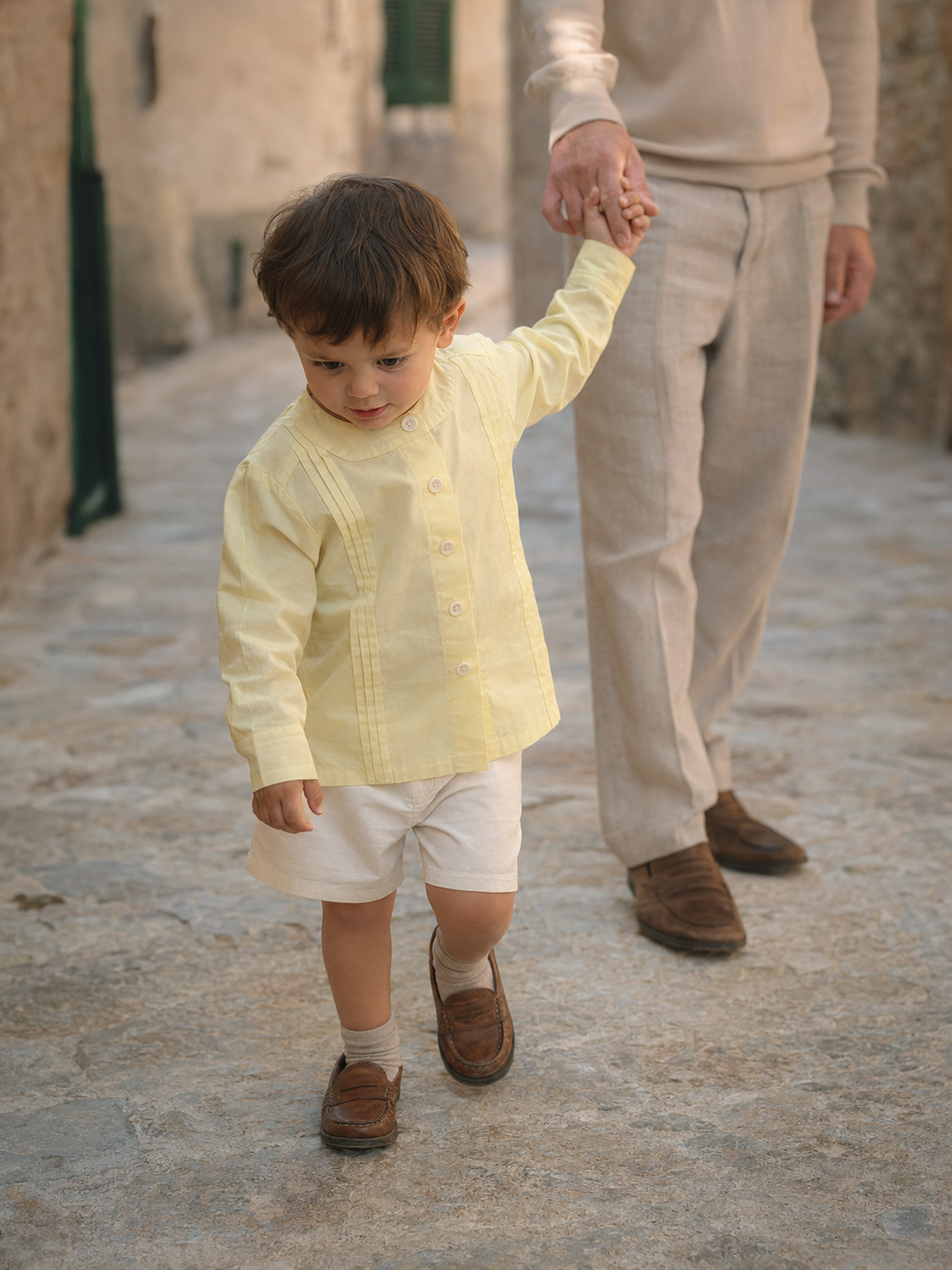 Como Organic Cotton Shirt for Kids | Pintuck Mandarin-Collar Toddler Shirt