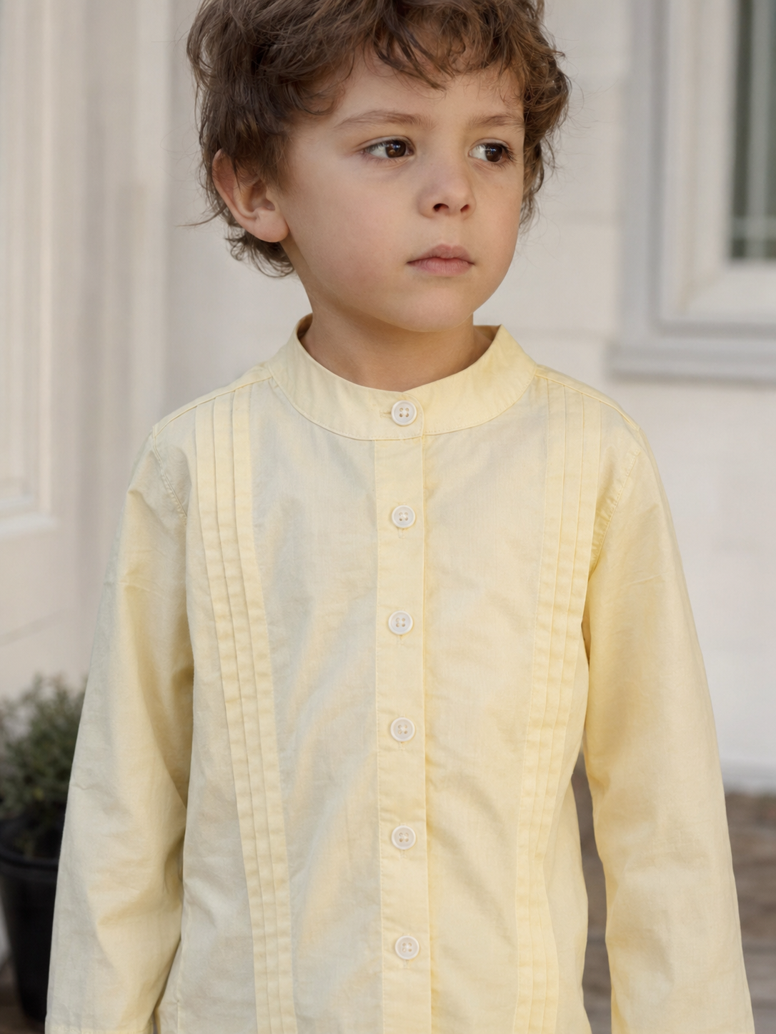 Como Organic Cotton Shirt for Kids | Pintuck Mandarin-Collar Toddler Shirt