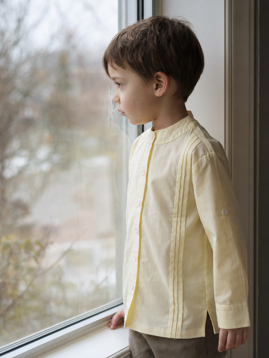 Como Organic Cotton Shirt for Kids | Pintuck Mandarin-Collar Toddler Shirt