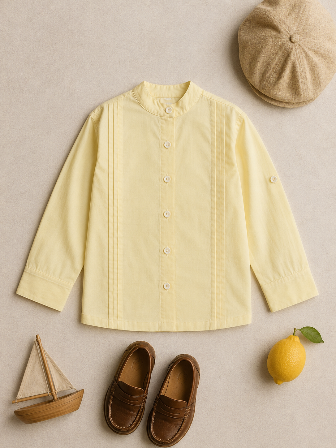 Como Organic Cotton Shirt for Kids | Pintuck Mandarin-Collar Toddler Shirt