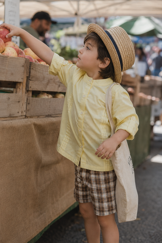 Como Organic Cotton Shirt for Kids | Pintuck Mandarin-Collar Toddler Shirt