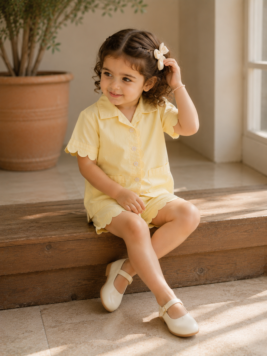 Ravello Organic Cotton Co-ord Set for Girls | Toddler Lounge Set
