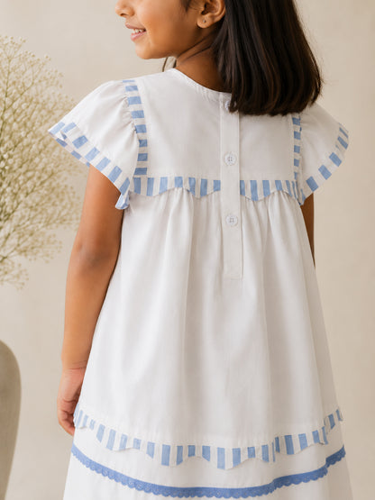 Santorini Dress | Organic Cotton Flutter-Sleeve Dress