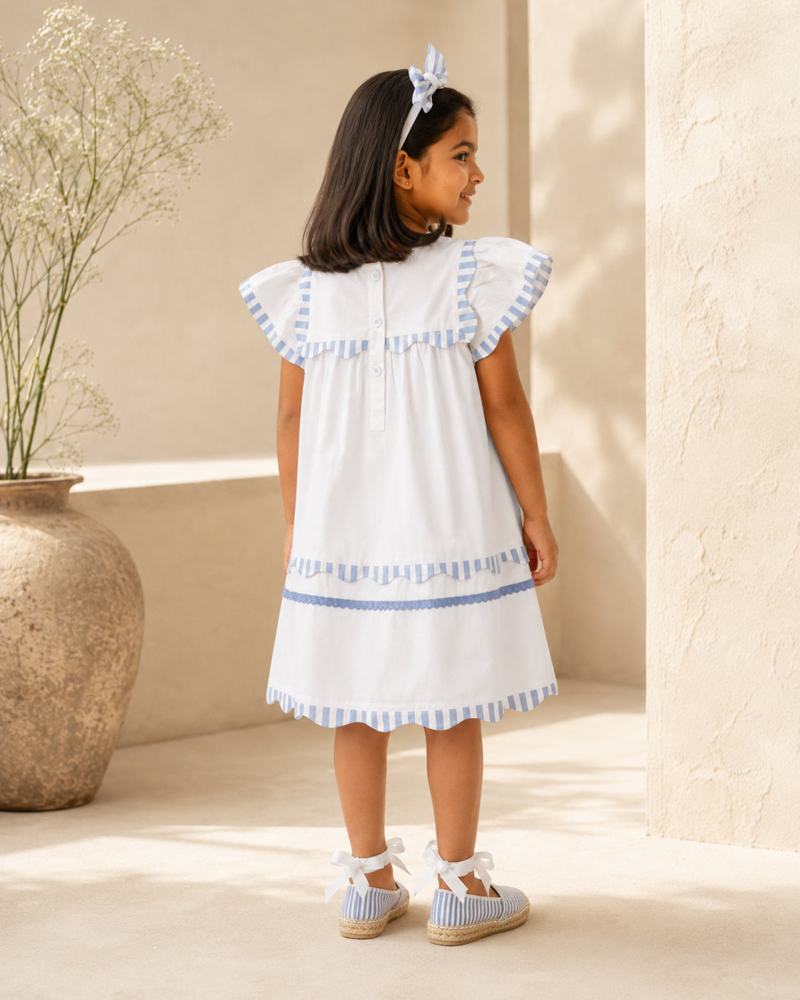 Santorini Dress | Organic Cotton Flutter-Sleeve Dress