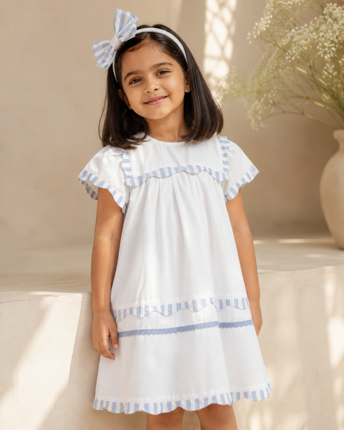 cotton flutter sleeve dress Petal & Pup Women's Nova Flutter Sleeve Midi Dress