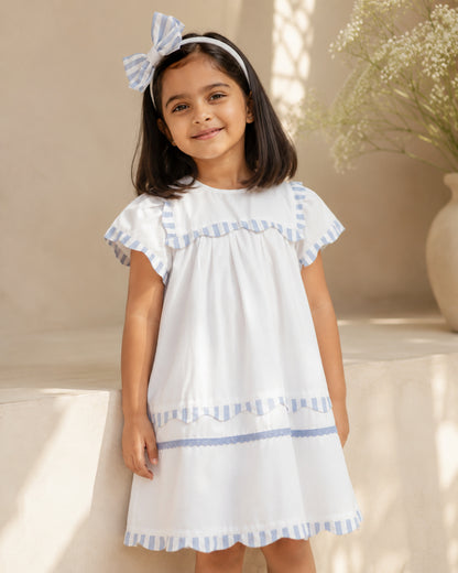 Santorini Dress | Organic Cotton Flutter-Sleeve Dress
