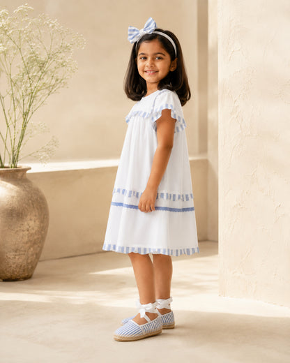Santorini Dress | Organic Cotton Flutter-Sleeve Dress