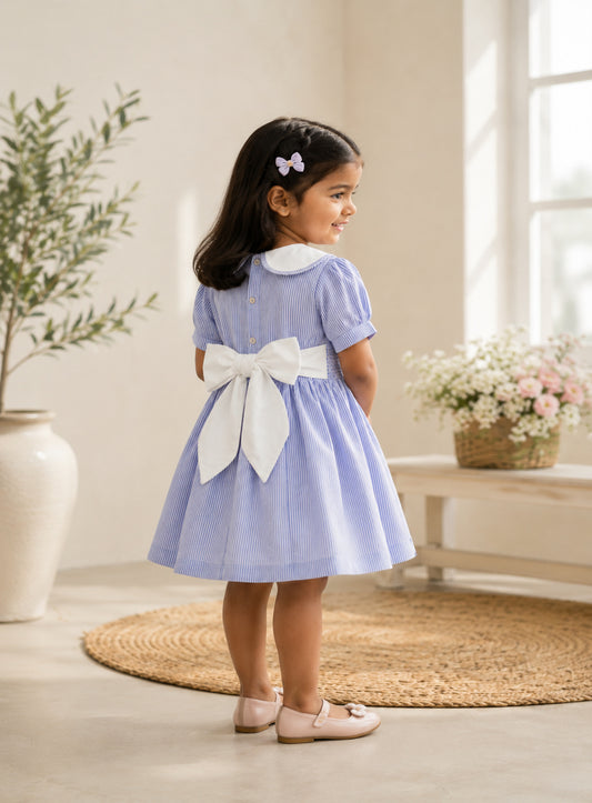 Mykonos Dress | Organic Cotton Embroidered Smocked Dress