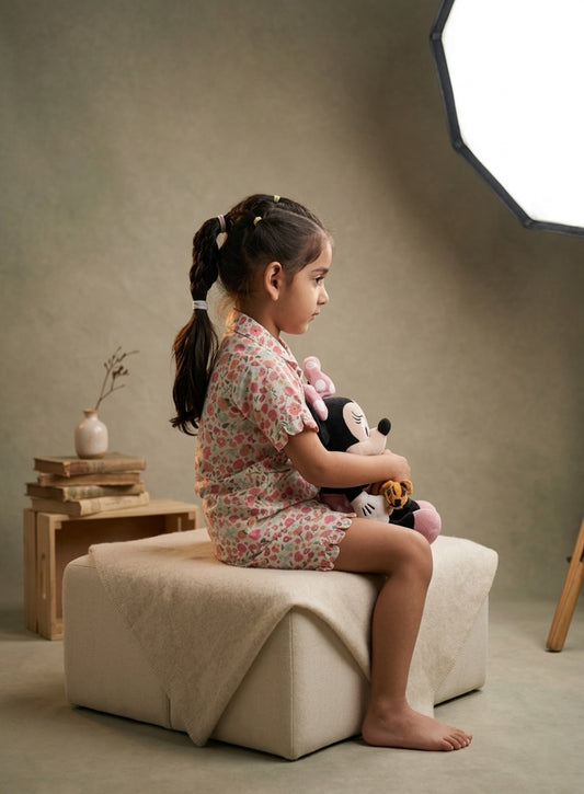 Florence Lounge Set | Organic Cotton–Linen Floral Co-ord