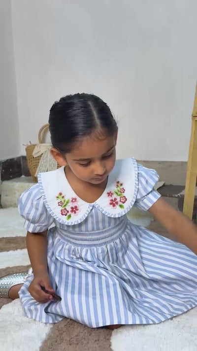 Portofino Dress | Organic Cotton Smocked Striped Dress